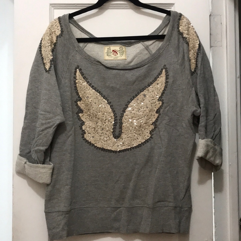 French Connection Sequin Angel Wing Sweatshirt, S